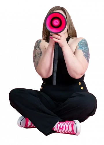 aime-leigh-megaphone-sitting